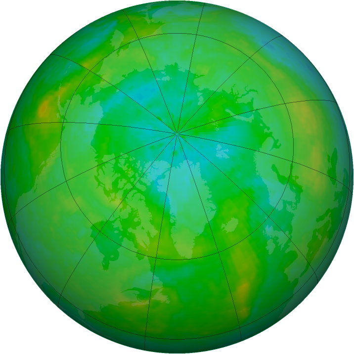 Arctic ozone map for 02 August 1990